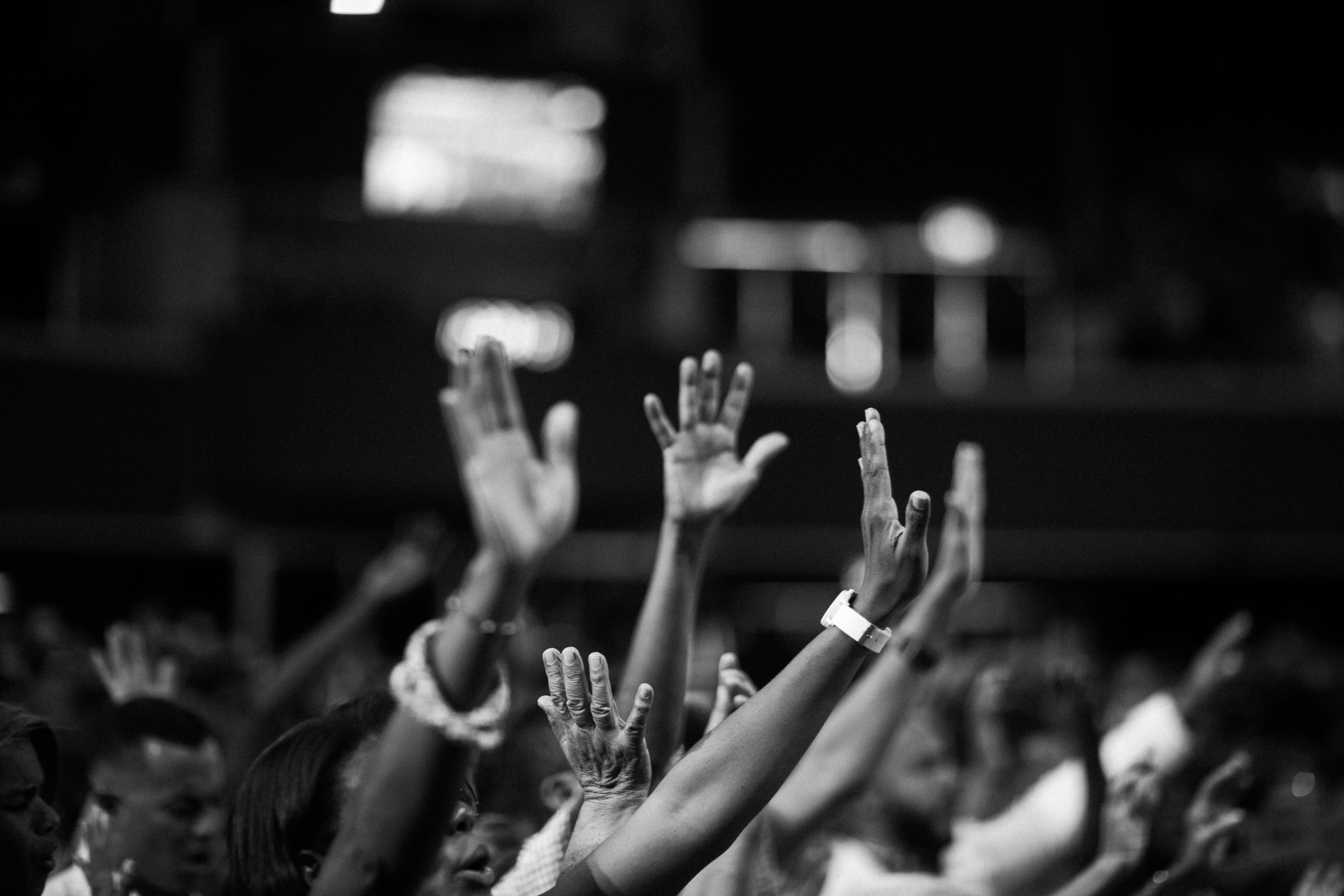 Raised hands in worship and prayer